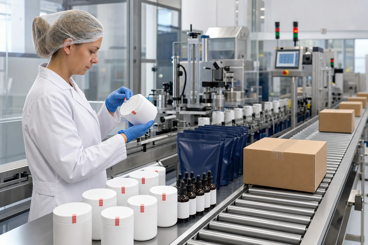 Endkontrolle von Private-Label-Verpackungen vor dem Export